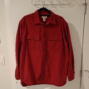 LL Bean Men's Vintage 100% Cotton Red Chamois Cloth Shirt (Size L)
